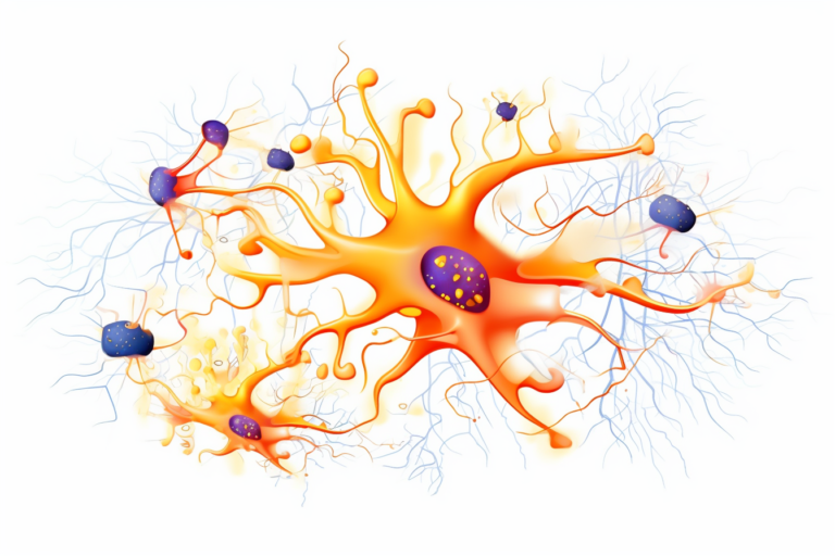 Ilustrace dopaminového neuronu propojujícího centrum odměny v mozku